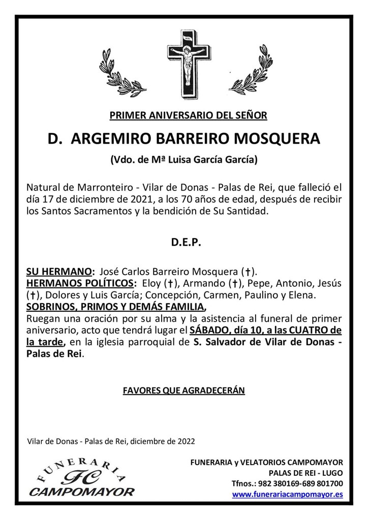 ARGEMIRO BARREIRO MOSQUERA