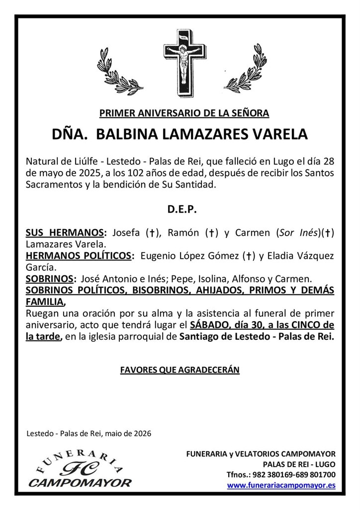 BALBINA LAMAZARES VARELA