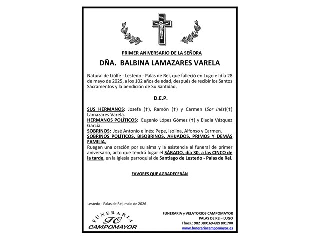 BALBINA LAMAZARES VARELA