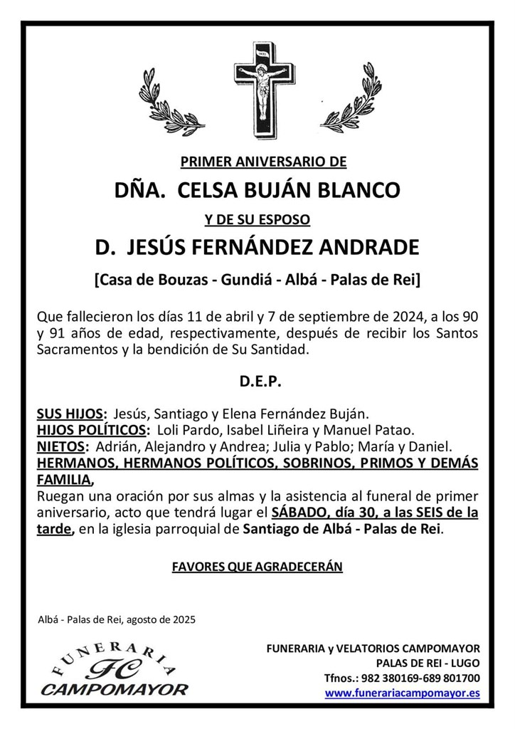 CELSA BUJÁN BLANCO y JESÚS FERNÁNDEZ ANDRADE