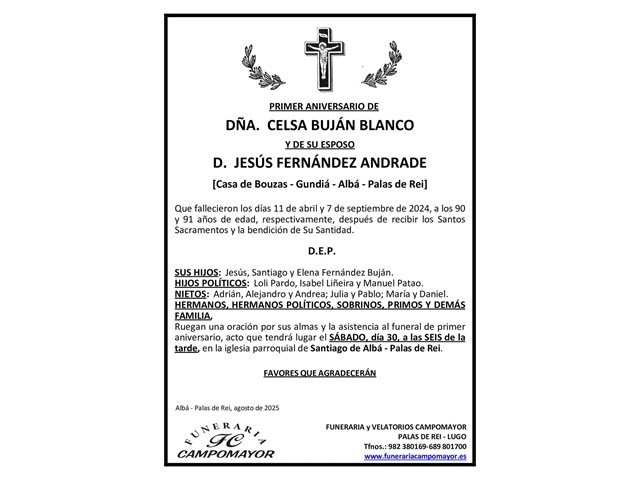 CELSA BUJÁN BLANCO y JESÚS FERNÁNDEZ ANDRADE