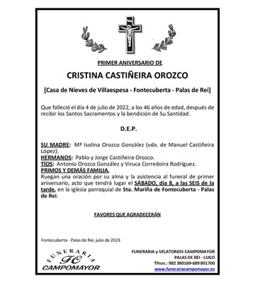 CRISTINA CASTIÑEIRA OROZCO