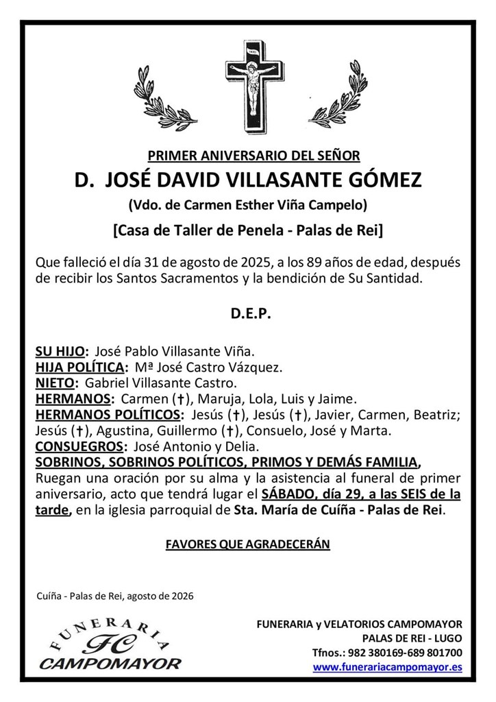 JOSÉ DAVID VILLASANTE GÓMEZ