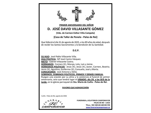 JOSÉ DAVID VILLASANTE GÓMEZ