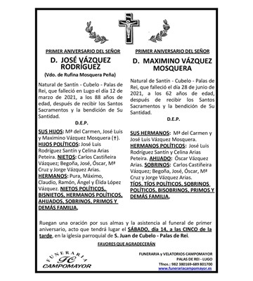 JOSÉ VÁZQUEZ RODRÍGUEZ y MAXIMINO VÁZQUEZ MOSQUERA