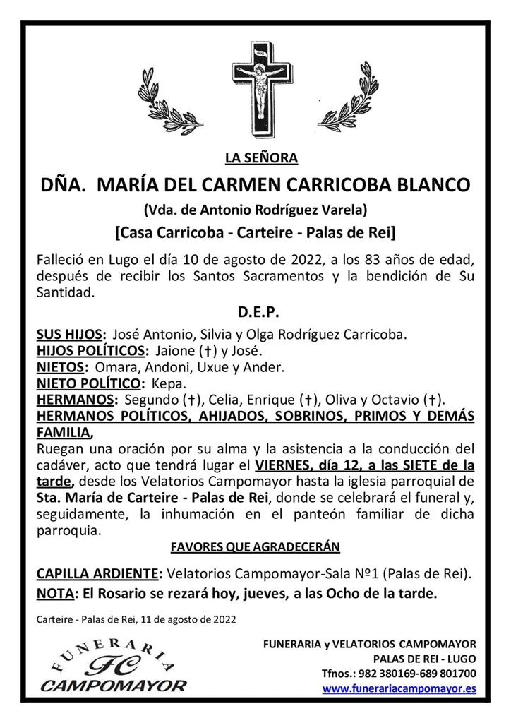 MARÍA DEL CARMEN CARRICOBA BLANCO