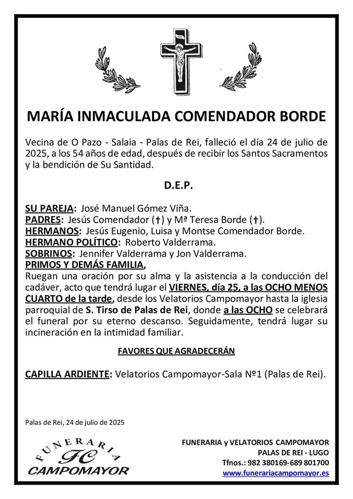 Foto principal MARÍA INMACULADA COMENDADOR BORDE