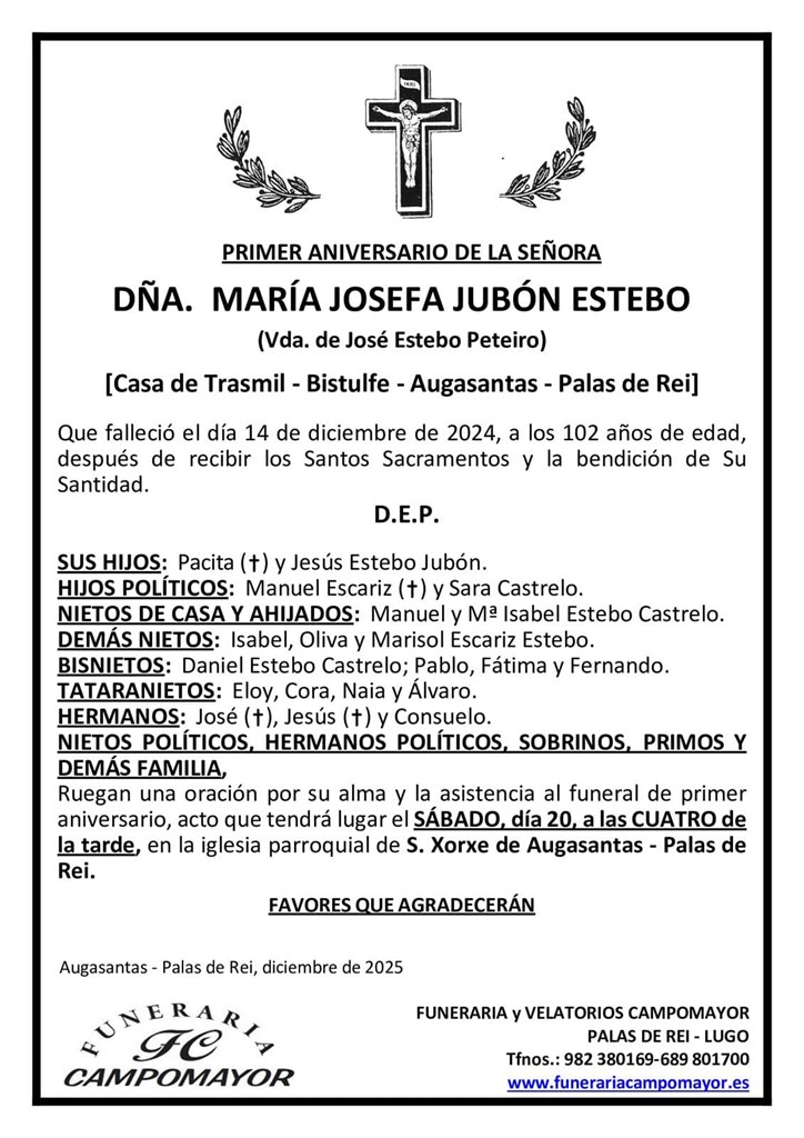 MARÍA JOSEFA JUBÓN ESTEBO
