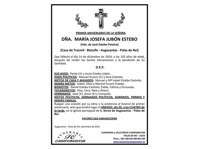 MARÍA JOSEFA JUBÓN ESTEBO