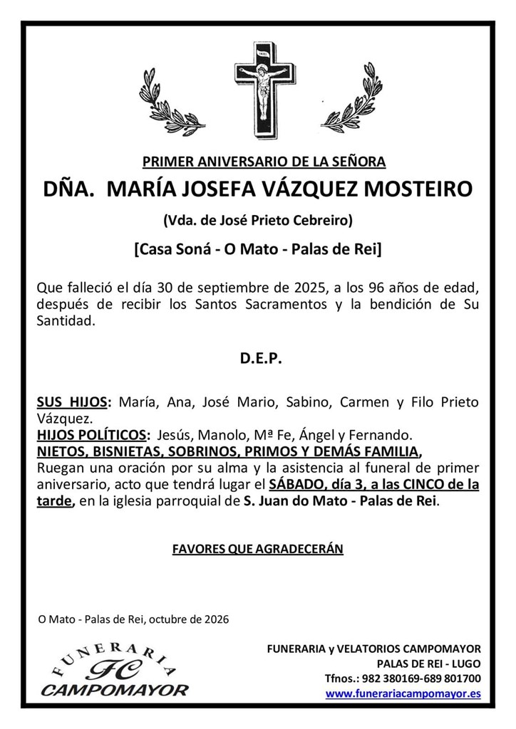 MARÍA JOSEFA VÁZQUEZ MOSTEIRO