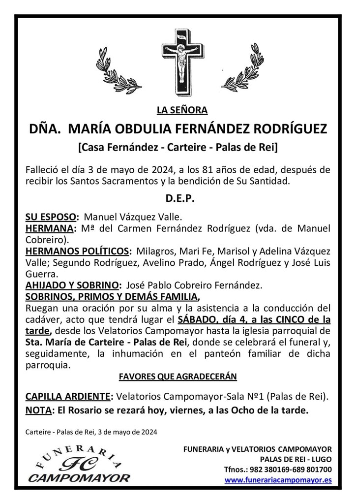 MARÍA OBDULIA FERNÁNDEZ RODRÍGUEZ