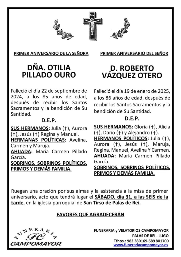 OTILIA PILLADO OURO Y ROBERTO VÁZQUEZ OTERO