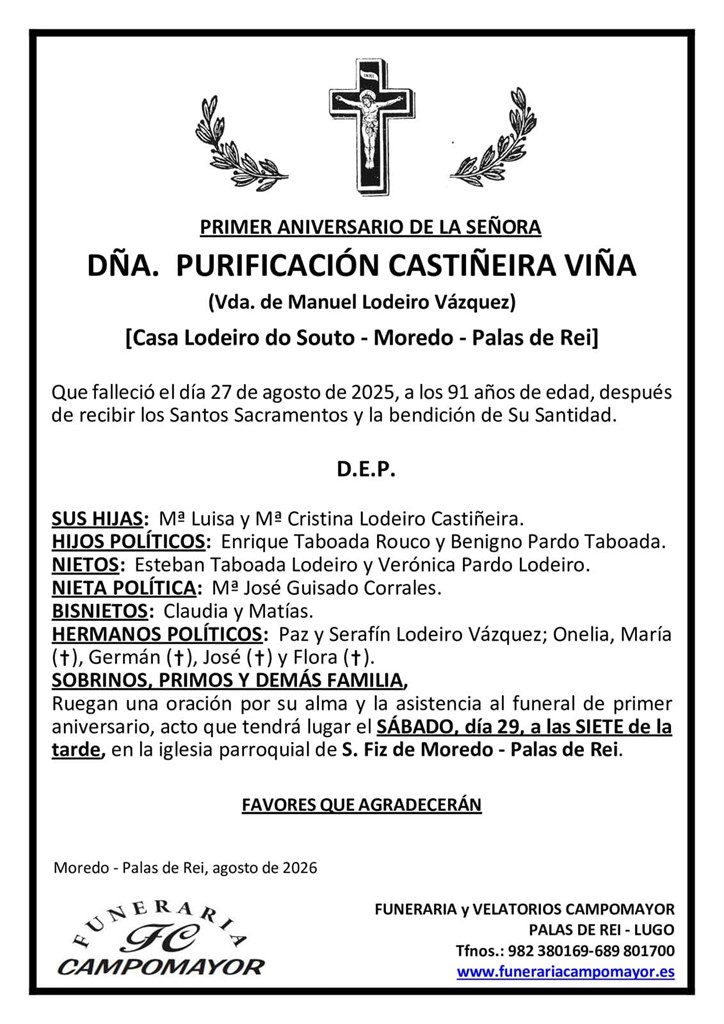 PURIFICACIÓN CASTIÑEIRA VIÑA